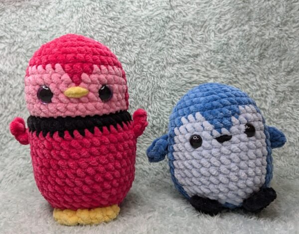 pink blue penguins